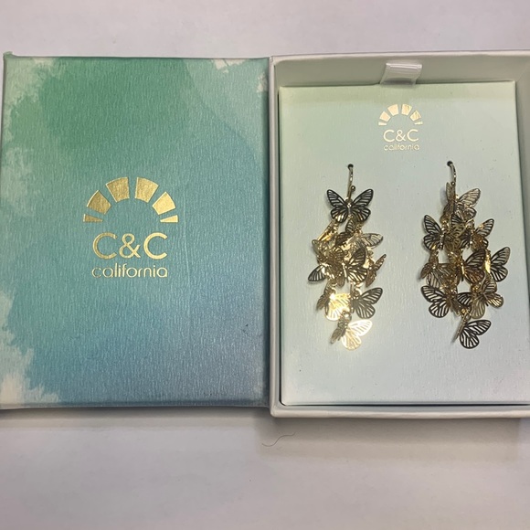C&C California Jewelry - SOLD // C&C California gold dangle butterfly earrings